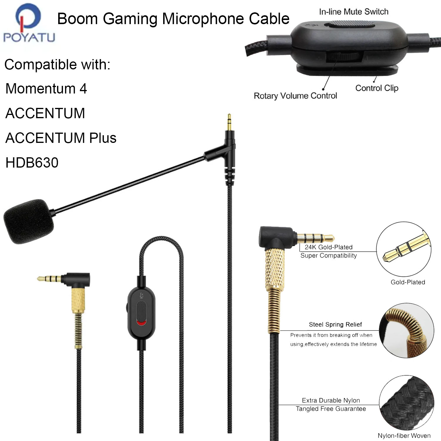 Sennheiser Headphone Momentum 4 - Boom Mic Headphone Cable for Sennheiser